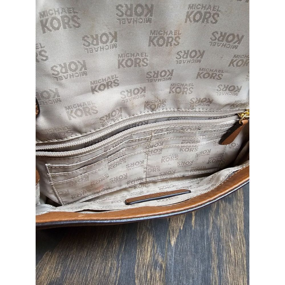 Michael Kors Hamilton Clutch Shoulder Bag Whipped Brown Leather‎ Purse - Picture 6 of 10